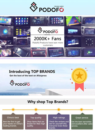 Podofo IPS 6.86''1Din Wireless Carplay Android Auto Car Radio Multimedia Video MP5 Player TouchScreen Universal Autoradio Stereo - Riparo82