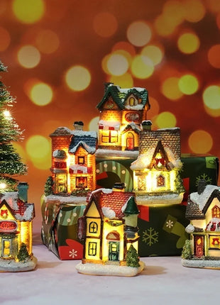 Natale Nuove decorazioni natalizie Piccola casa in resina Micro paesaggio Casa in resina Piccoli ornamenti Regali di Natale