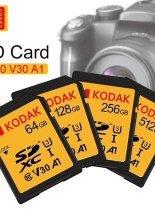 Schede SD KODAK per fotocamera 100 MB/s scheda di memoria ad alta velocità 256GB 128GB 64GB SDXC C10 A1 U3 V30 UHS-I sdcard per 4K HD SLR DV