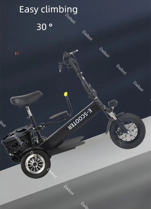 Lightweight Mobility Scooter Foldable With Basket For Adults Electric Scooter Senior Triple Shock Absorption 500W Trike 2 Seats - Riparo82