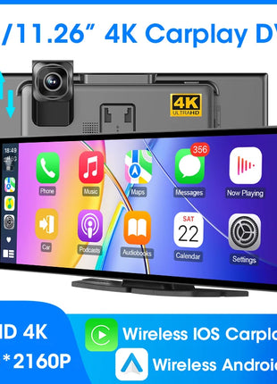 10/11.26" Wireless Carplay Screen for Car,4K Dash Cam HD Car DVR,Android Auto GPS Navigation Video Recorder,1080P Camera,FM,WIFI - Riparo82