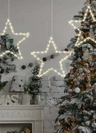 Confezione da 1/3 luci natalizie a stella in ferro a LED alimentate a batteria con telecomando 8 modalità lampade per la decorazione natalizia all'aperto per interni domestici