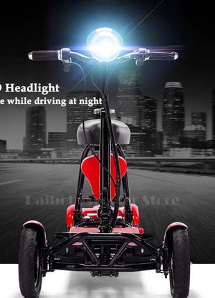 Scooter Mobilità 4 Ruote 500W Doppio Motore 36V - Pieghevole Anziani 3 Velocità - riparo82