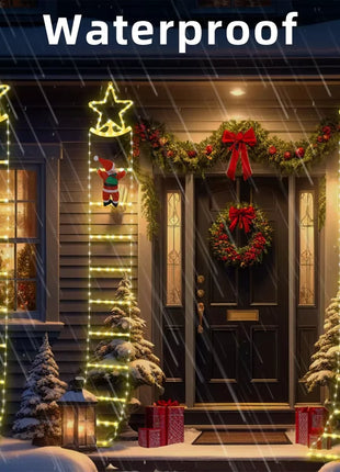 Luci per gradini a LED natalizie USB abbinate a la decorazione da arrampicata di Babbo Natale per pareti decorative interne, finestre, alberi di Natale