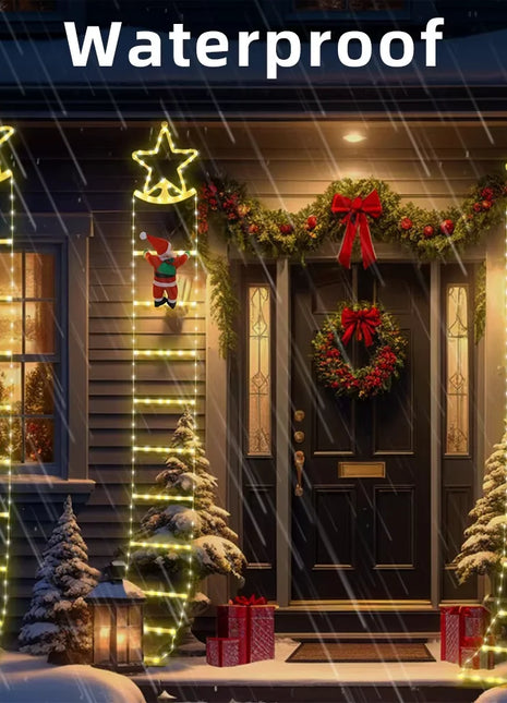 Luci per gradini a LED natalizie USB abbinate a la decorazione da arrampicata di Babbo Natale per pareti decorative interne, finestre, alberi di Natale