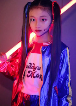 Top Quality Girls Suicide Harley Quinn Costumi Cosplay Squad Monster Giacca cucita Pantaloni Imposta Costume di Halloween