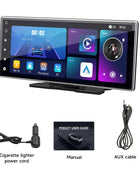 11.26 inch IPS Touch Screen Multimedia Video Player Portable 4K DVR Wireless CarPlay/Android Auto Dual Lens Driving Recorder - Riparo82