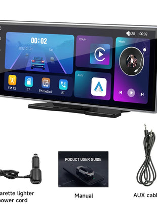 11.26 inch IPS Touch Screen Multimedia Video Player Portable 4K DVR Wireless CarPlay/Android Auto Dual Lens Driving Recorder - Riparo82