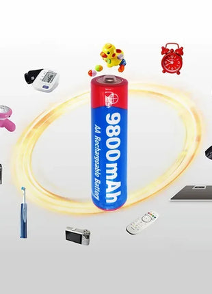 Batterie AA Ricaricabili 1,5V 9800mAh - Alcaline per LED, MP3, Giocattoli - riparo82