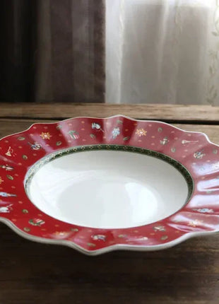 Tesoro tedesco Porcellana dura Giocattolo natalizio Joy Piatto piano multi-angolo Tazza di Natale Piattino Ciotola Candeliere Stili multipli - riparo82