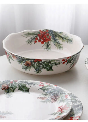 1PC Piatti in ceramica da cucina creativi Squisita stoviglie natalizie Piatti da bistecca per insalata di pasta Piatti in ceramica di alta qualità - riparo82