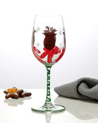 Bicchiere da vino con stampa natalizia Decorazioni natalizie Calice da vino rosso Disegno creativo a mano dipinto Home Party Festival Tazze Bar Set da vino - riparo82