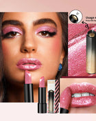 1 PC Glitter Lipstick, a pressable pearlescent lipstick, is very shiny like crushed diamond particles, smooth and long-lasting, - Riparo82