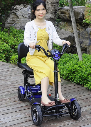4 Wheel Folding Electric Scooter For Disabled Double Motor 250W 36V Foldable Travel Mobility Scooter Adult With Reverse - Riparo82