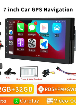 2G+32G 7 Inch Autoradio Carplay 1 Din Android Auto Car Radio GPS for Universal Stereo Multimedia Player Navigation Head Unit RDS - Riparo82