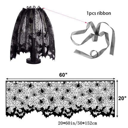Halloween Decoration Black Spider Web Tablecloth Lace Table Runner Fireplace Cover Halloween Party Home Decor Haunted House Prop