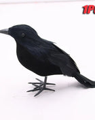 6PCS Black Feather Crow Halloween Props Mock Crow Spooky Feather Decoration Props Halloween Party Scary Animal Horror Props - Riparo82