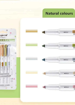 5 Colors Double Headed Highlighter Pen Set Fluorescent Drawing Markers Highlighters Pens Art Japanese Cute Pastel Stationery