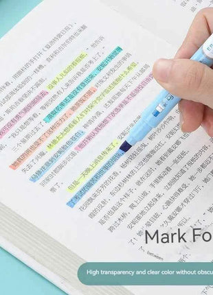 6pcs Erasable Highlighters Pastel Markers Dual Tip Fluorescent Pen for Art Drawing Doodling Marking School Office Stationery