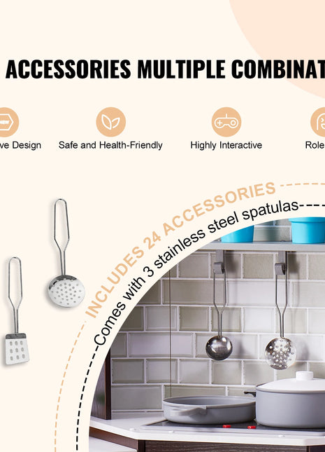 SucceBuy Play KitchenToys Set Accessori per utensili da cucina per bambini con macchina per il ghiaccio per giocattoli per bambini Regali di compleanno per ragazze in età prescolare - riparo82