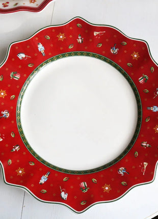 Tesoro tedesco Porcellana dura Giocattolo natalizio Joy Piatto piano multi-angolo Tazza di Natale Piattino Ciotola Candeliere - riparo82