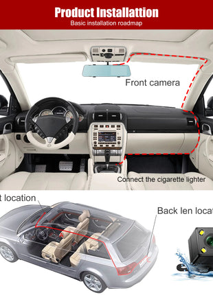Dash Cam Front and Rear View Camera Video Recorder Dual Lens Car Dvr Cycle Recording Night Vision G-sensor 1080P Dashcam 4 Inch - Riparo82