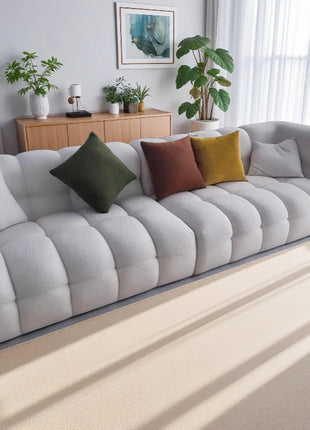 Divano Modulare a Fila Dritta con Design Divisibile, Morbido Divano in Pile Berber, Comodo Divano per Soggiorno, Accessori per Arredamento Casa e Appartamento