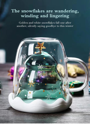Tazza di Natale Tazza da tè Set di decorazioni regalo di Capodanno Albero di Natale Bicchieri Tazza Decorazione per feste Tazza da caffè Cartone animato Vetro carino - riparo82