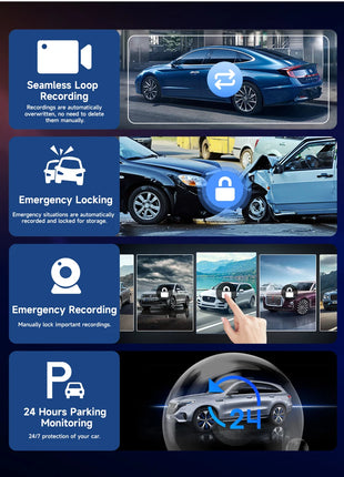 10/11.26 Inch 4K DVR Wireless CarPlay & Android Auto Dash Cam Bluetooth Audio GPS Navigation Dashboard Dual Lens Video Recorder - Riparo82