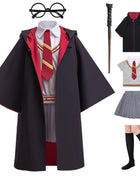 Costume cosplay di film di Halloween per bambini Top a righe per ragazze + mantello Abito casual Carnevale Halloween Compleanno Abito da scuola magica