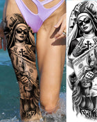 1 Sheet Full Arm Evil Witch Vampire Temporary Tattoos Sleeve Halloween Scary Skull Tatoo Waterproof Horrible Fake Tattoo Sticker - Riparo82