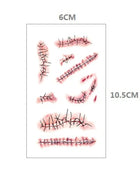 10pcs Halloween Bloody Wound Tattoo Stickers Trick Scary Waterproof Temporary Tattoo DIY Fake Tattoo Halloween Party Decoration - Riparo82