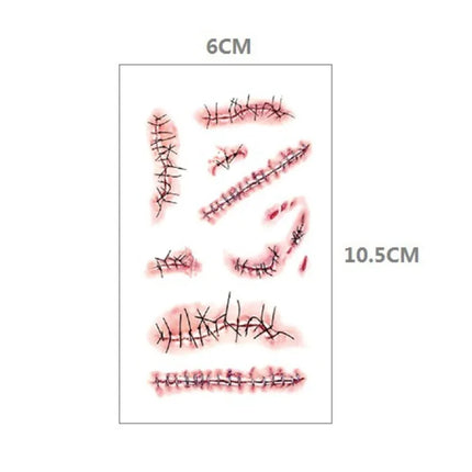 10pcs Halloween Bloody Wound Tattoo Stickers Trick Scary Waterproof Temporary Tattoo DIY Fake Tattoo Halloween Party Decoration