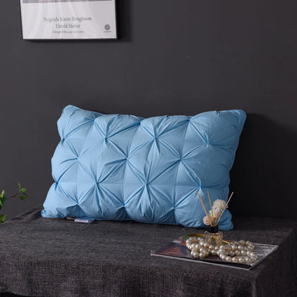 Luxury 100% Goose Down Feather Stuffed Pillows Pinch Pleat Design Neck Protection Bed Pure Cotton Cover Cushion for Sleeping