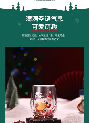 Set di tazze di vetro isolate a doppia parete da 4 pezzi di Babbo Natale - 300 ml resistenti al calore con manico tazze da caffè regalo di Natale perfetto - riparo82