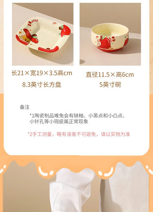 Set di stoviglie natalizie in ceramica, design simpatico cartone animato con mela, piatti da cena occidentali a tema festa, per piatti da dessert per torte, decorazioni per la casa - riparo82