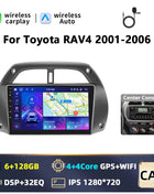 Hikity Wireless CarPlay Android Auto Car Radio For Toyota RAV4 2001-2006 BT Multimedia Player GPS WiFi Head Unit 2din autoradio - Riparo82