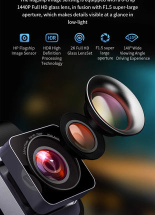 HP car camera dash cam camera 2k HD night vision WiFi DVR video loop video parking monitoring car dashcam auto - Riparo82