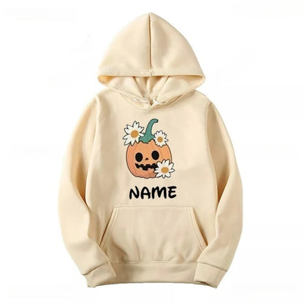 Halloween Name  Pumpkin Face Cute Ghost Family  Spooky Season Matching Funny Skull Unisex Essentials Trend Hoodie Neutral Hoody