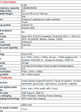Samsung Galaxy S23 FE 5G S711 ricondizionato 6,4" AMOLED dinamico 8 GB + 128/256 GB Snapdragon NFC Android Cellulare Eccellente condizione - riparo82