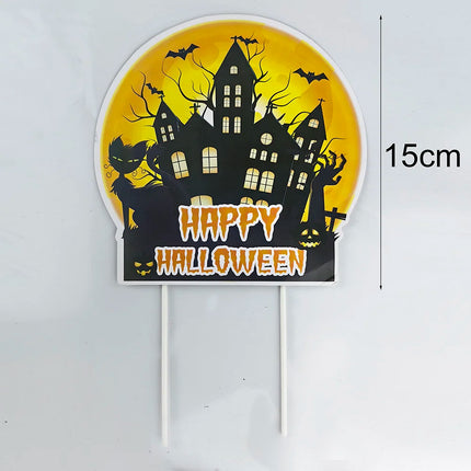 Halloween Theme Disposable Tableware Paper Plates Cups Straws Tablecloth Banner Spiral Cake Topper Happy Halloween Party Decor