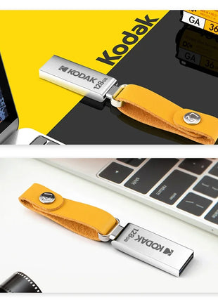 Chiavetta USB 2.0 KODAK 128 GB 64 GB Pendrive 32 GB Chiavetta di memoria in metallo con cinturino in pelle Penna Chiavetta USB per Micro PC
