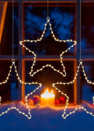 1 stringa di luci a stella a cinque punte, luci a stella a LED, luci a stella decorative con 8 modalità di illuminazione/decorazioni natalizie con timer