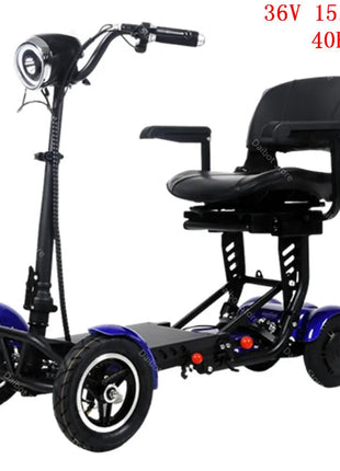Foldable Mobility Scooter 4 Wheels For Old People Elderly Dual Motor 500W Folding Electric Scooter With Big Seat Blue Red White - Riparo82