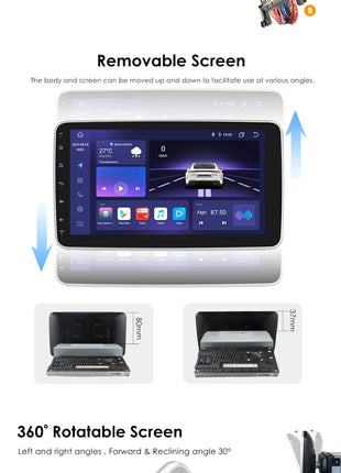 8+128G 10.1'' 360 Rotatable 1 Din AutoRadio GPS for Universal Car Multimedia Player Stereo 1DIN Video Autoradio Carplay HeadUnit - Riparo82