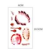 10pcs Halloween Bloody Wound Tattoo Stickers Trick Scary Waterproof Temporary Tattoo DIY Fake Tattoo Halloween Party Decoration - Riparo82