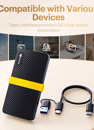 Unità a stato solido esterne Kodak Disco rigido 256 GB 512 GB 1 TB SSD portatile 450 MB/s Interfaccia 2 in 1 per telefono computer portatile