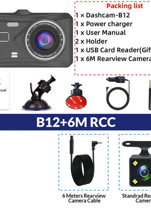Dashcam 24H Touch Night Vision FULL HD 1080P Front And Rear Camera 4.0 Inch CAR DVR Mirror Digital Video Recorder Dvr Black Box - Riparo82