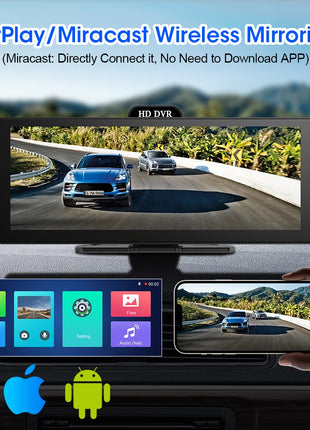 10/11.26 Inch 4K DVR Wireless CarPlay & Android Auto Dash Cam Bluetooth Audio GPS Navigation Dashboard Dual Lens Video Recorder - Riparo82