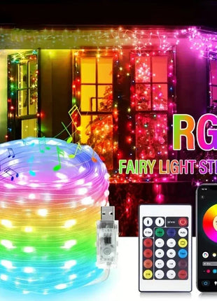USB 5V Smart RGB-IC Fata Stringa di luci Luci di Natale Decorazioni Lampada Ghirlanda WS2812 APP Bluetooth e telecomando indirizzabile - riparo82